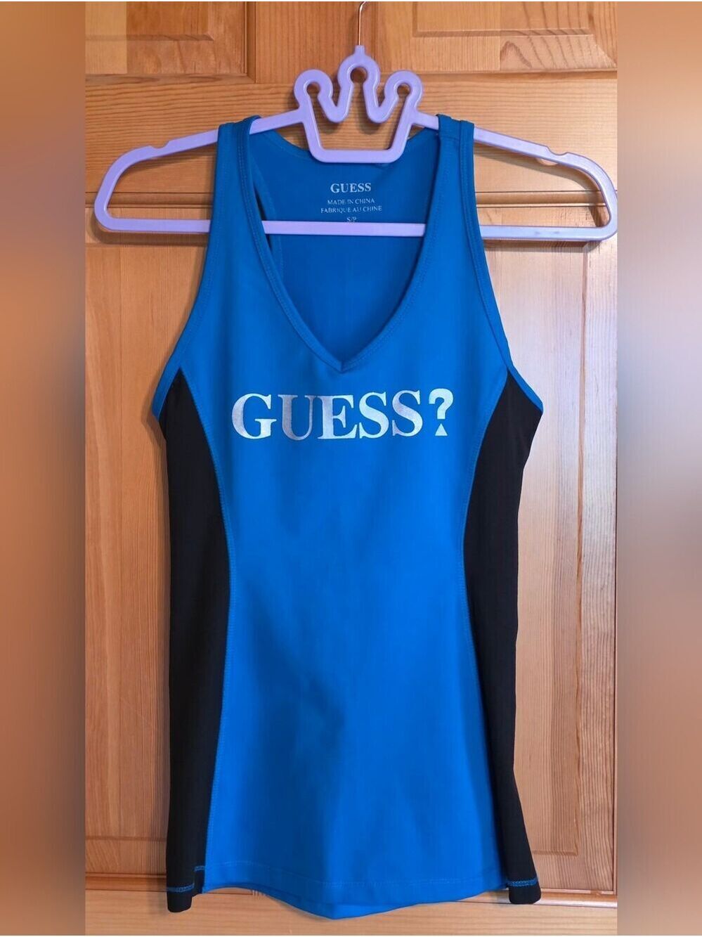 Guess Blue Tank Top with Black Side Panels